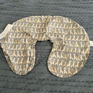 Used Bobby Gray and Yellow Giraffe Nursing Pillow Slipcover (Giraffe Print)